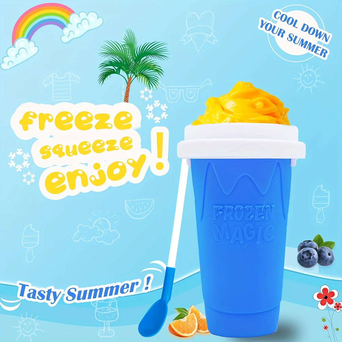 Magic Slushy Maker Cup – DIY Slushie & Smoothie Squeeze Cup with Straw