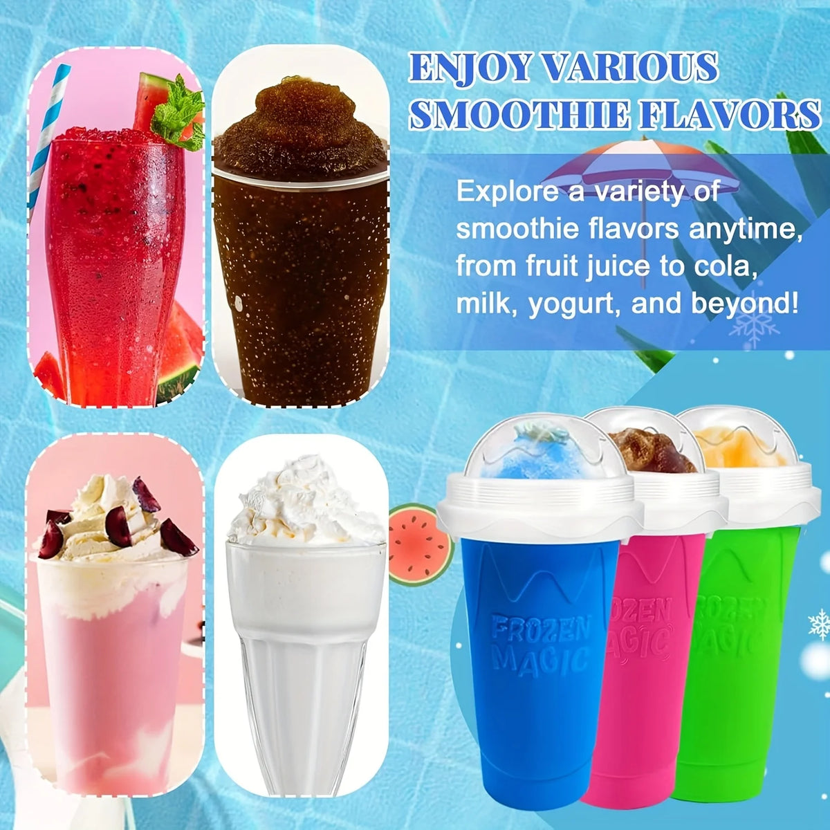 Magic Slushy Maker Cup – DIY Slushie & Smoothie Squeeze Cup with Straw