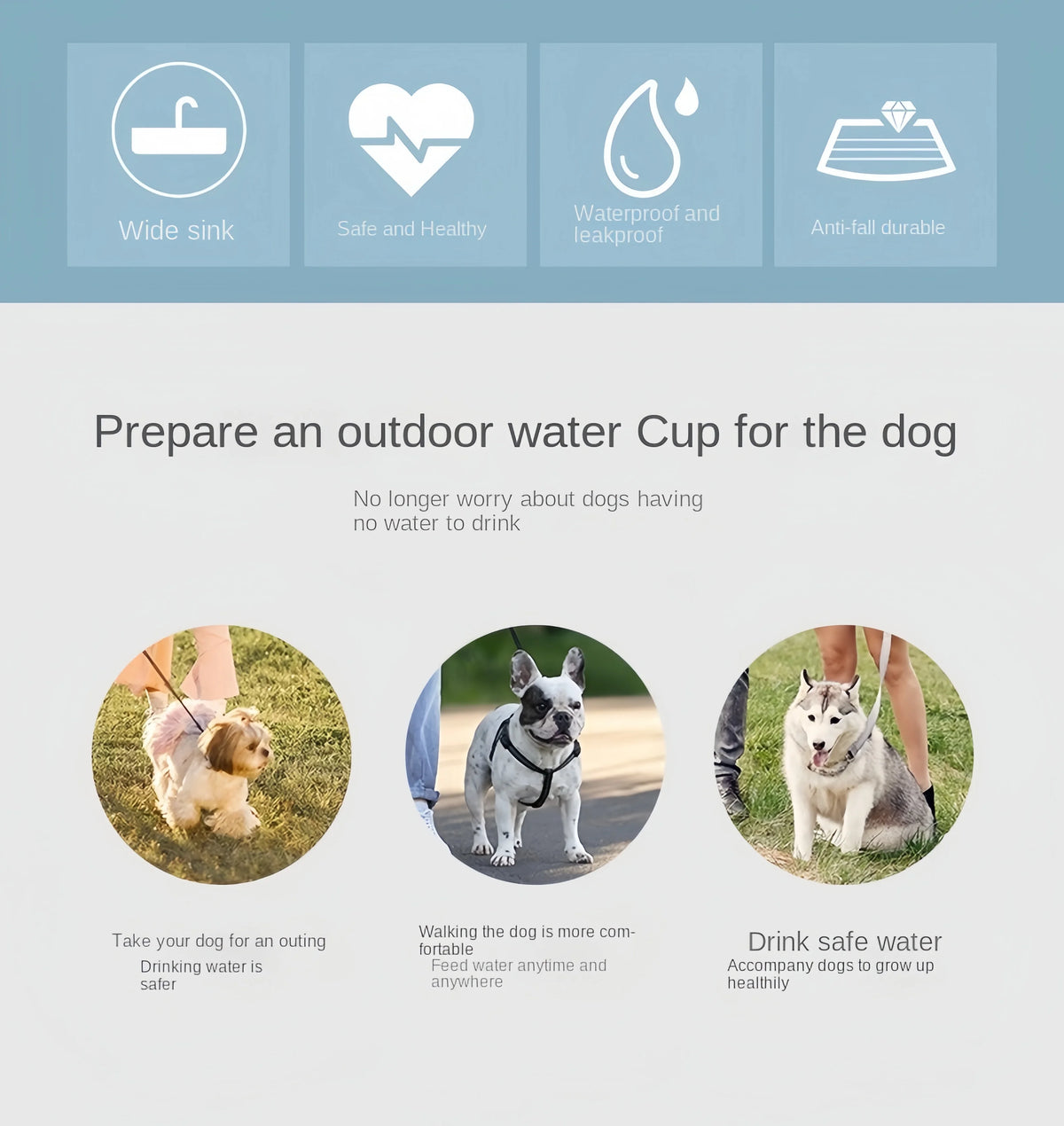 Portable Dog & Cat Water Bottle with Food Storage – Travel Feeder Bowl