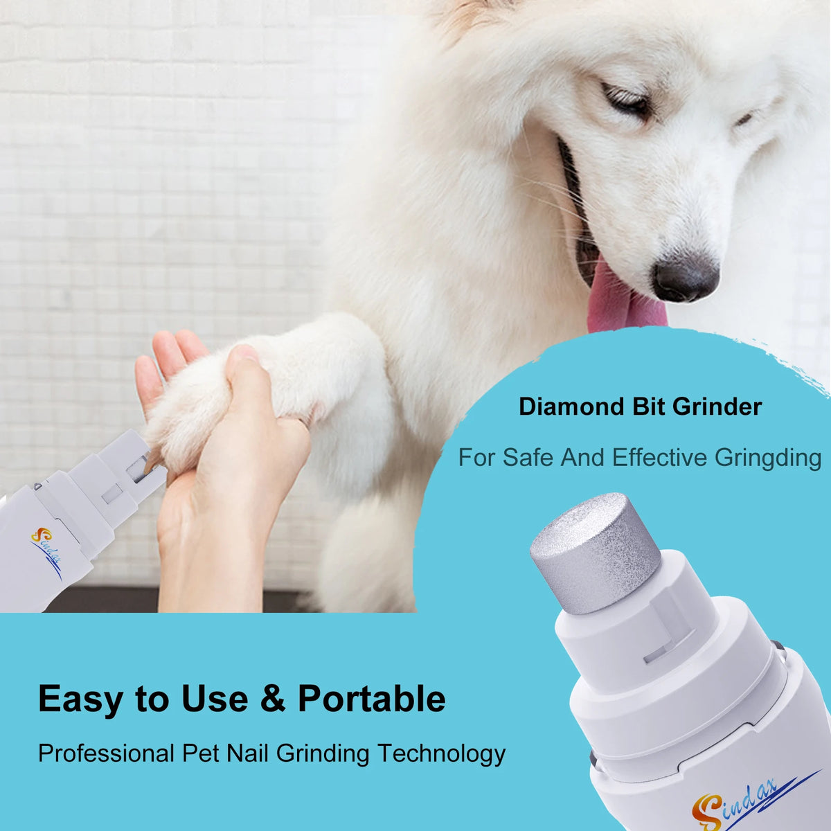 Dog Nail Grinder – USB Rechargeable Quiet Electric Pet Nail Trimmer