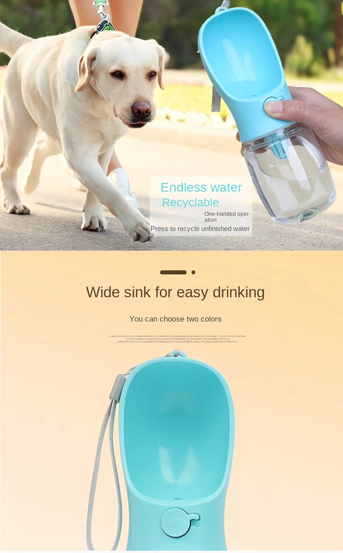 Portable Dog & Cat Water Bottle with Food Storage – Travel Feeder Bowl