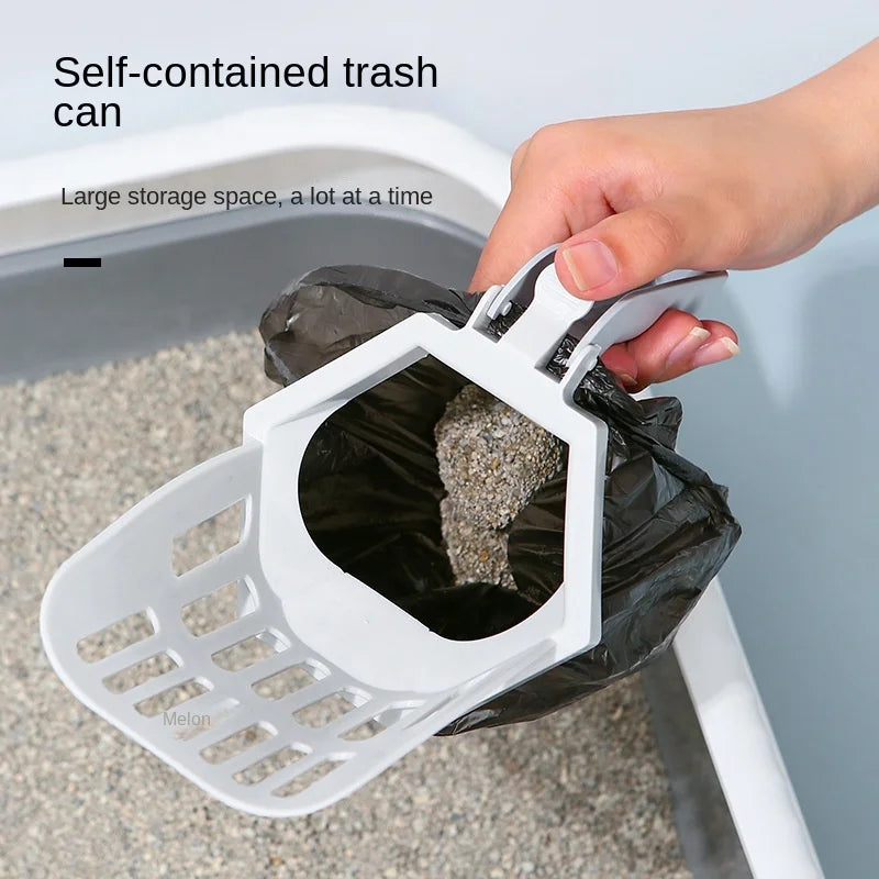 Cat Litter Scooper with Built-In Poop Bags – Large Capacity Self-Cleaning Shovel