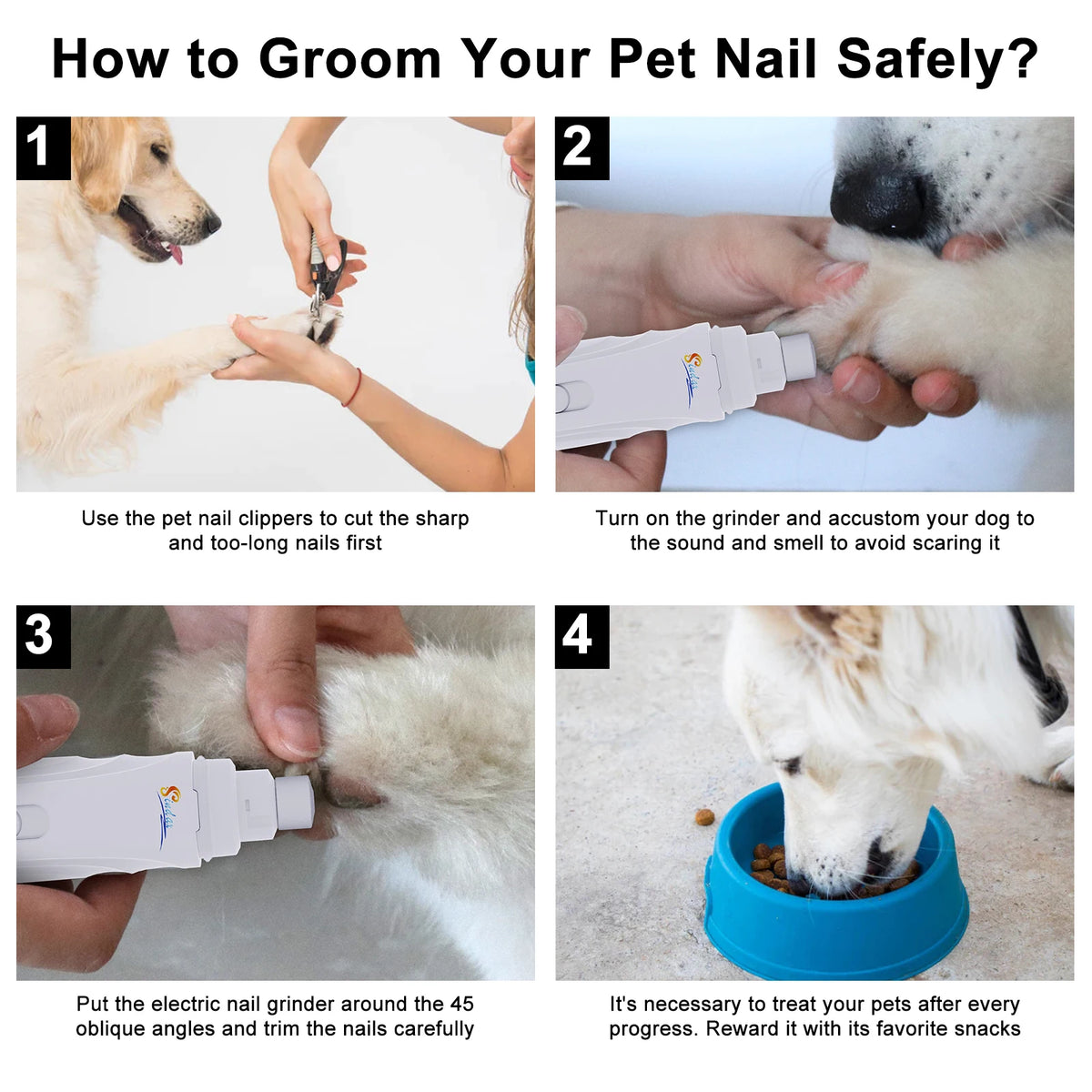 Dog Nail Grinder – USB Rechargeable Quiet Electric Pet Nail Trimmer