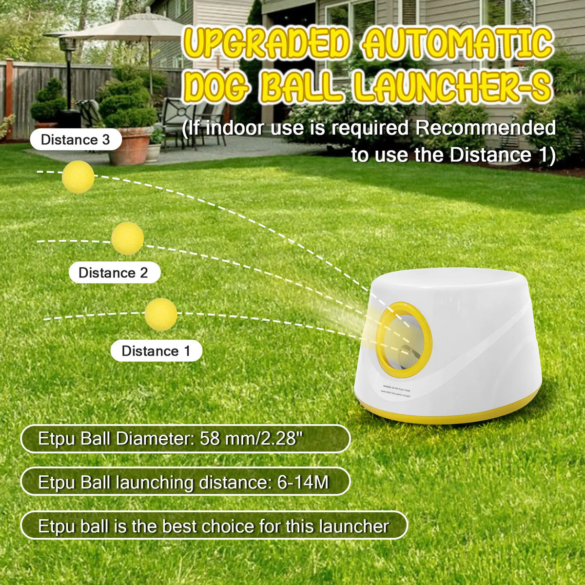 Automatic Dog Ball Launcher – Interactive Pet Toy with 5 ETPU Balls