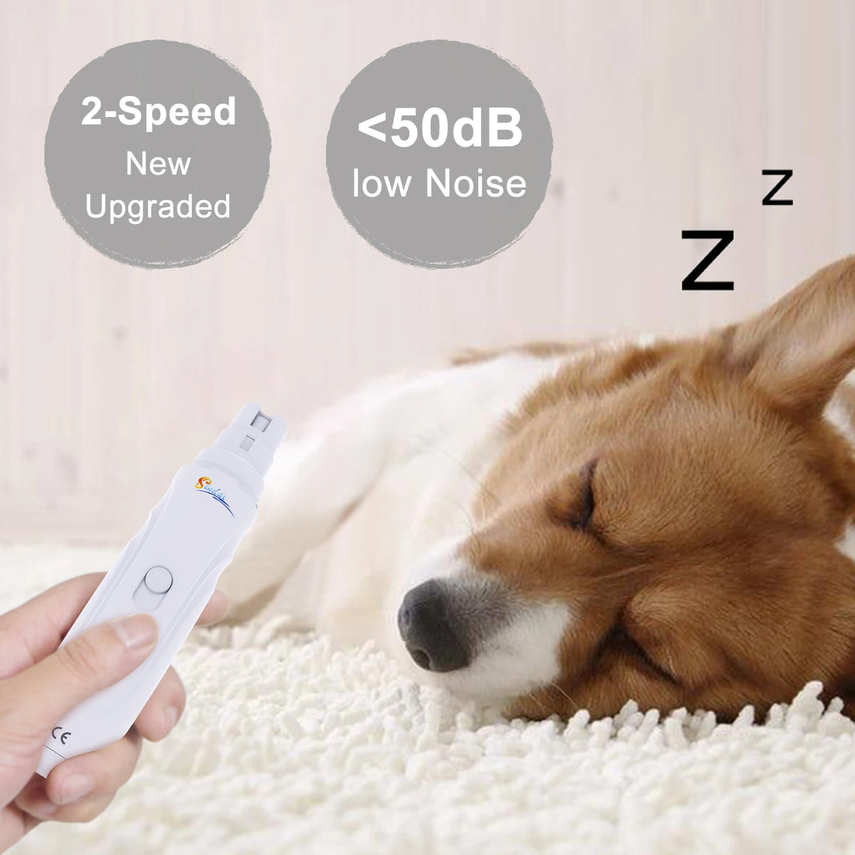 Dog Nail Grinder – USB Rechargeable Quiet Electric Pet Nail Trimmer