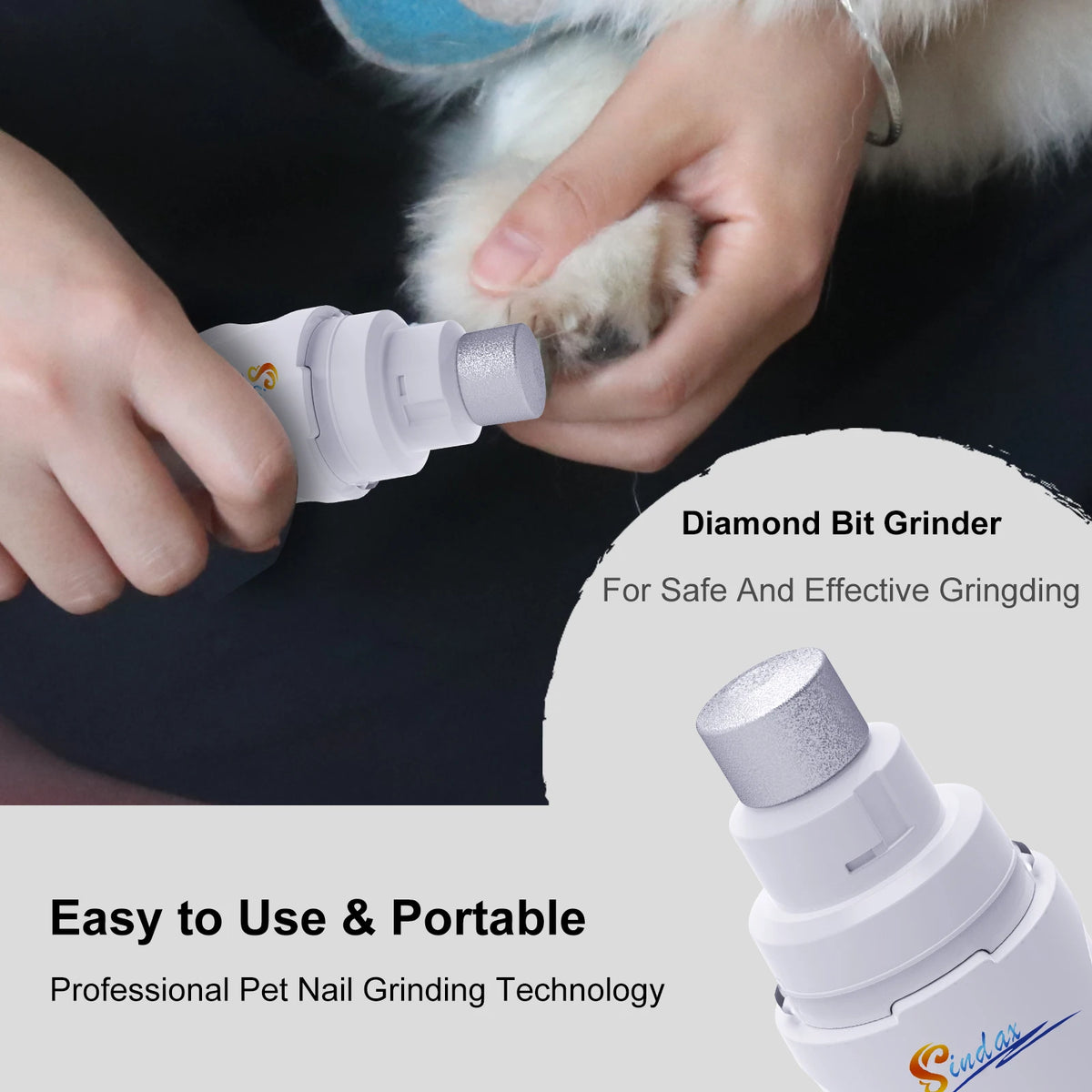 Dog Nail Grinder – USB Rechargeable Quiet Electric Pet Nail Trimmer