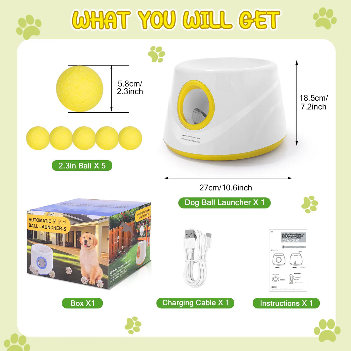 Automatic Dog Ball Launcher – Interactive Pet Toy with 5 ETPU Balls