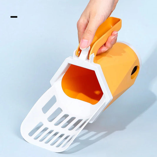Cat Litter Scooper with Built-In Poop Bags – Large Capacity Self-Cleaning Shovel