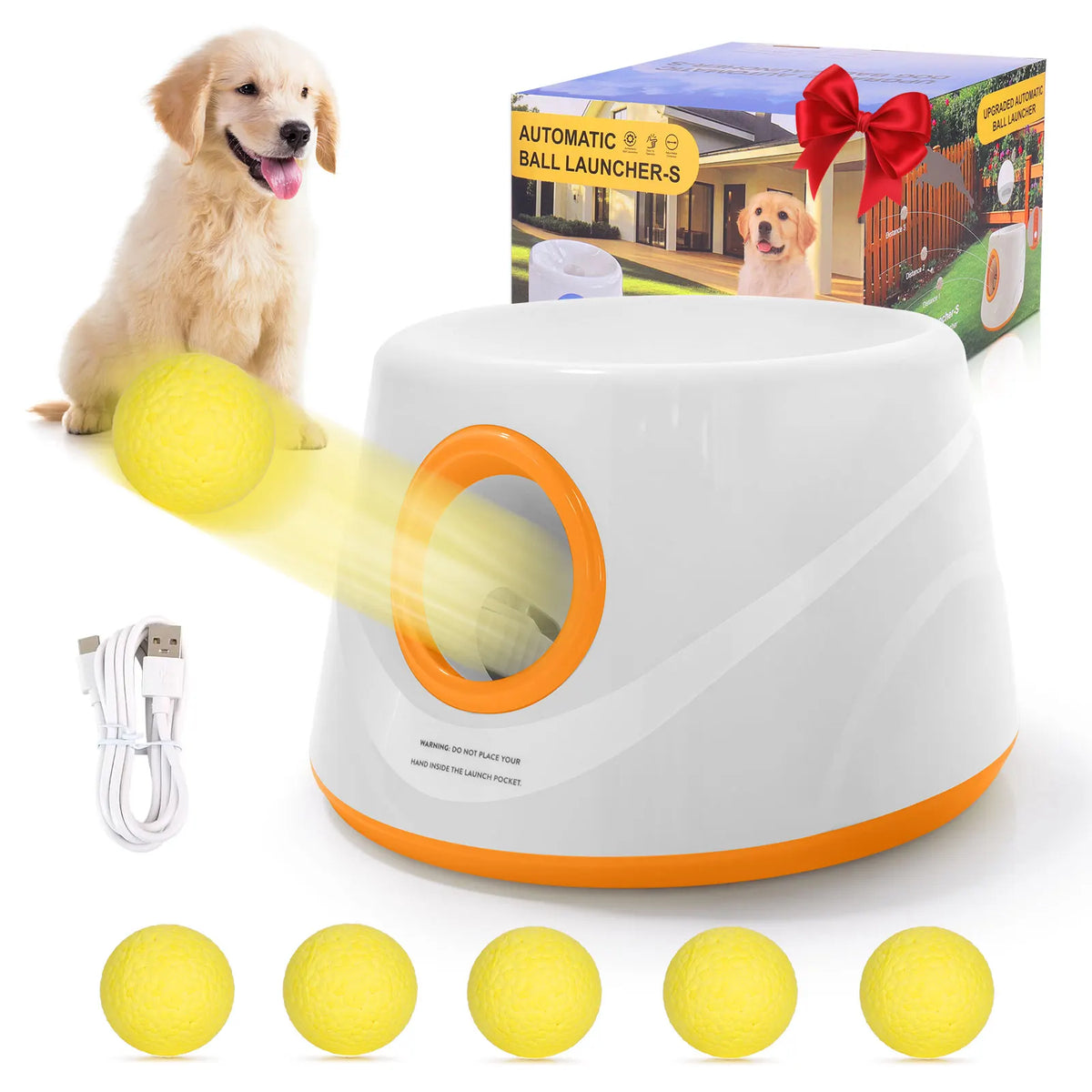 Automatic Dog Ball Launcher – Interactive Pet Toy with 5 ETPU Balls