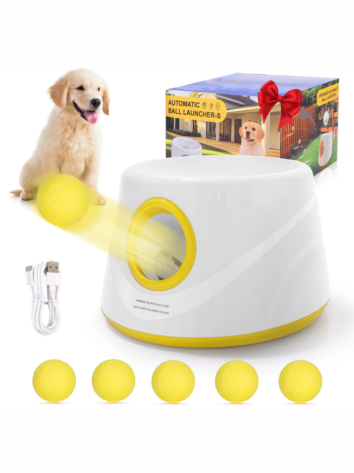 Automatic Dog Ball Launcher – Interactive Pet Toy with 5 ETPU Balls