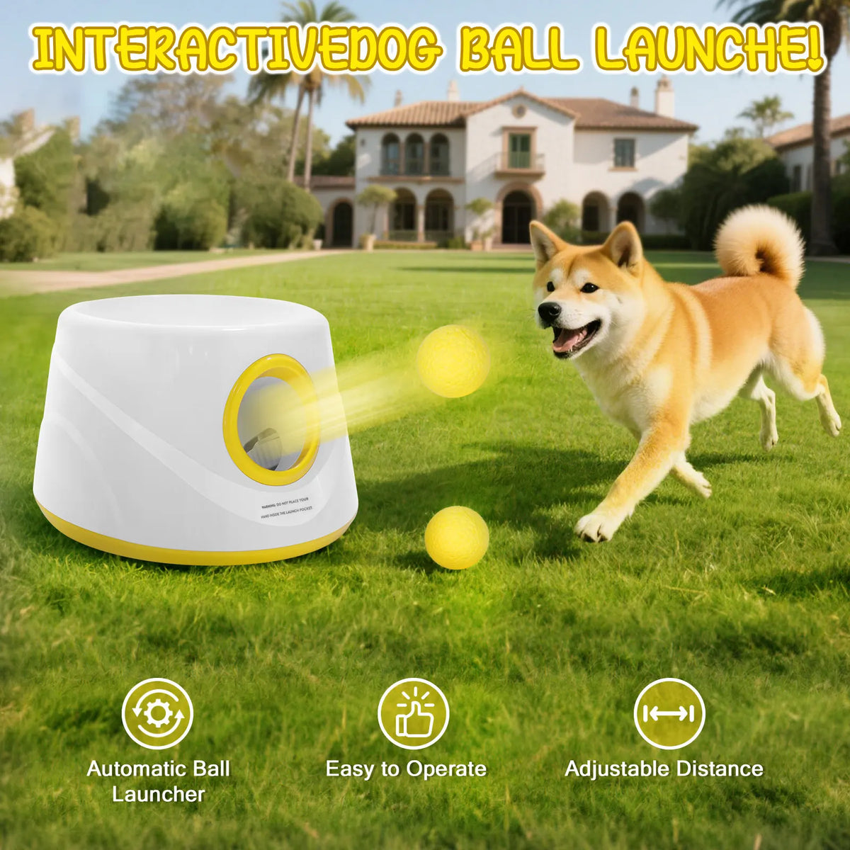 Automatic Dog Ball Launcher – Interactive Pet Toy with 5 ETPU Balls
