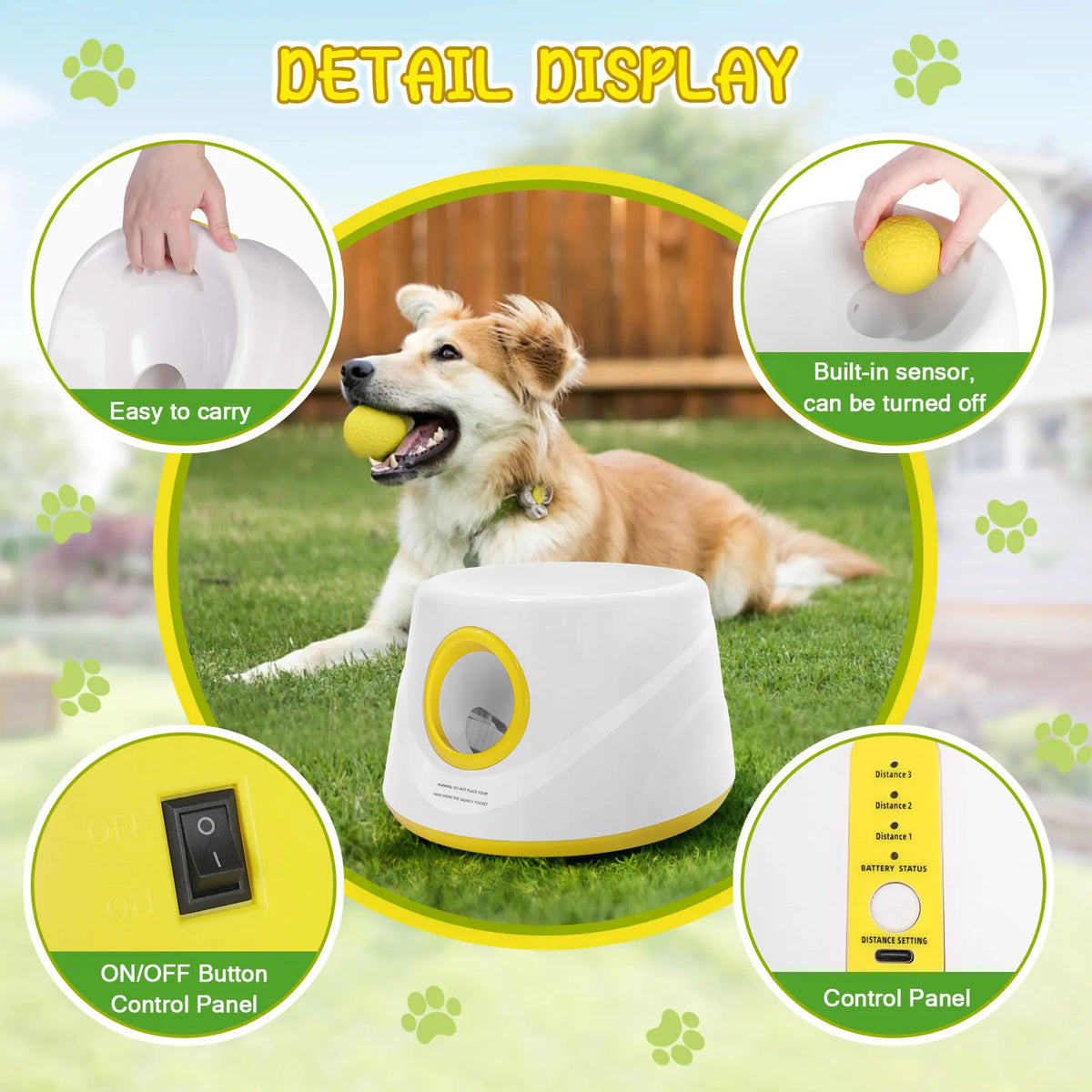 Automatic Dog Ball Launcher – Interactive Pet Toy with 5 ETPU Balls